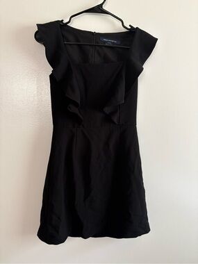 French Connection Black Whisper Ruffle Square Neck Mini Dress Size 0